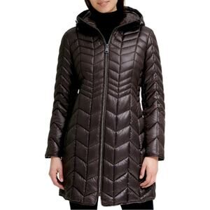 Kenneth Cole New York Multi Quilt Hooded Cire Coat Small EUC